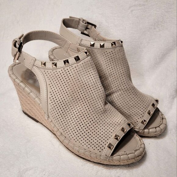 Marc Fisher Shoes - Marc Fisher suede Senton studded Espadrille Wedges Size 8